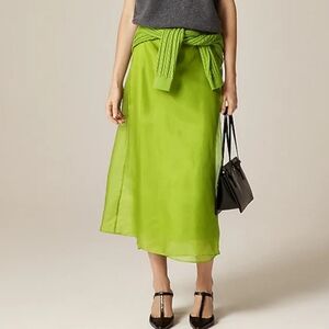 J. Crew Collection Silk Organza Wrap Skirt - August Peridot